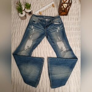 Blue Asphalt Flare Blue Jeans Distressed